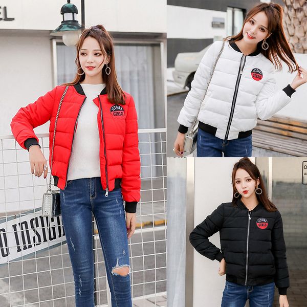 

ostrich 2019 winter cotton jacket women fashion korean slim short style street wear baseball casual wind proof outerwear, Black