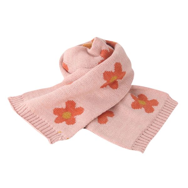 

дети зима шарф вязаный цветочный принт шарфы повседневная теплый утолщаются шарф дети девушки изоляция бурелом foulard femme, Blue;gray