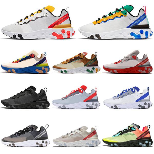 

react element 55 87 tour yellow running shoes men women orange peel triple black white sail cream blue mens trainers sports sneakers