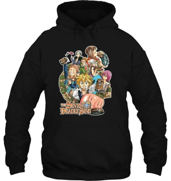 

men hoodie cool seven deadly sins japanese anime nanatsu no taizai comfortable camiseta women streetwear, Black