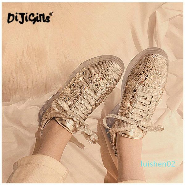 

new women flat sneakers spring fashion women casual shoes bling crystal platform sneakers ladies chaussure femme drop shipping l02, Black