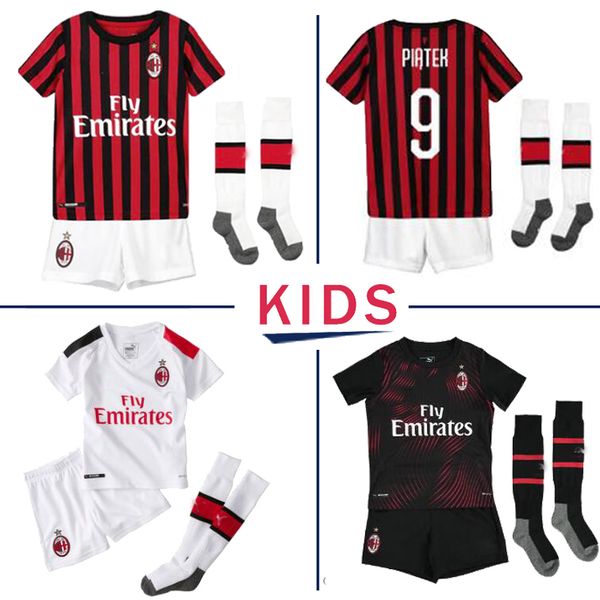 

19 20 ac milan the thai version kids kit child soccer jerseys politano lautaro icardi 2019 jersey football shirts, Black;yellow