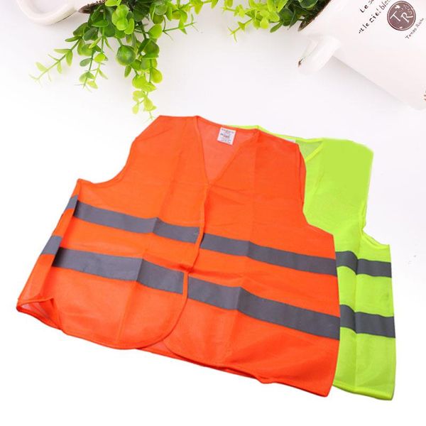 

2 pockets green vest with reflective strips for airport rescue traffic