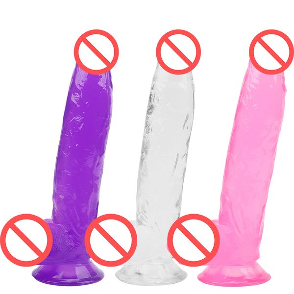 10 inch realistic clear flexible jelly penis dildo