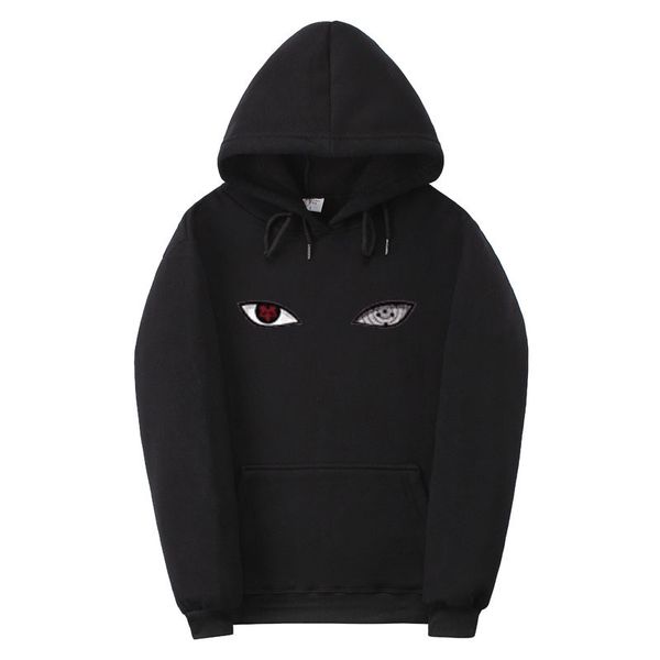 

anime hoodies pullover sweatshirt eyes printing pullovers hooded sweatshirt hip hop streetwear casual cotton fashion clothes, Black