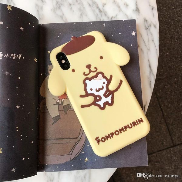 

cute cartoon pudding dog big ear pet phone case for iphone x xs max xr 8 7 6 soft tpu silicone phone shell for iphone 6 6s 7 8 plus cover