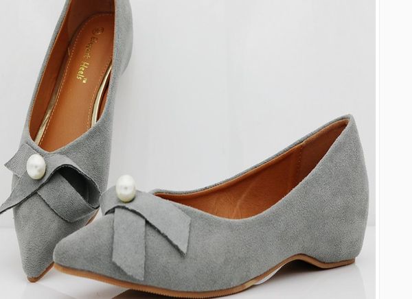 

women's shoes in spring and autumn low heel pointed end bowknot suede @hl331, Black