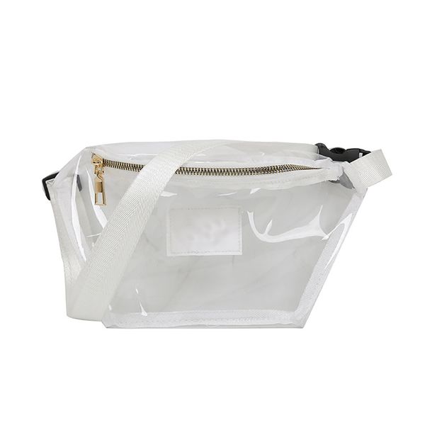 

women buckle hip waist bag transparent pvc zipper closure fashion small adjustable wide strap phone pouch purse chest girls