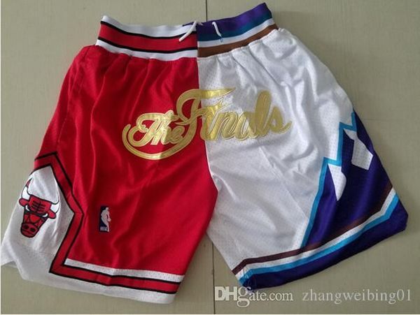 

just don shorts hip hop motion wind shorts stripe 97 bull jazz network lining split joint sports pants man white basketball pants, Black