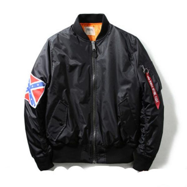 

kanye ma1 men bomber pilot jackets american civil war flag hip hop male jacket coats fashion autumn winter elegant s-xl, Black;brown