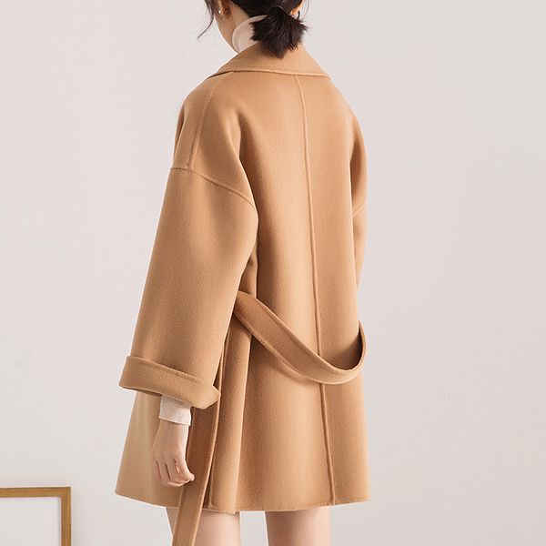 

korean 100% wool coat female jacket elegant spring autumn fashion clothes coats and jackets women overcoat abrigo mujer 2205 kj, Black