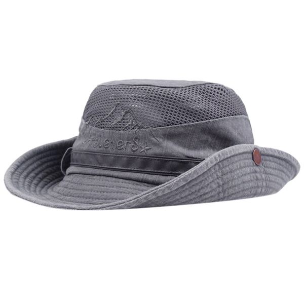 

2019 windproof fishing hats wide brim sun protection sun hats cap men women bucket hat outdoor mesh fisherman cap #p10, Blue;gray