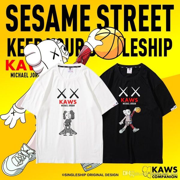 

20 кание дизайнера kaws футболки мужской моды лето off футболка улица сезам дама бренд футболка роскошный унисекс вершина высокого качества, White;black