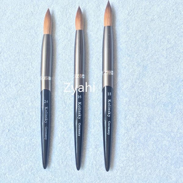 

black metal handle big size 1pcs 24#22 round sharp sable brush acrylic nail art brush color metal crystal acrylic salon, Yellow