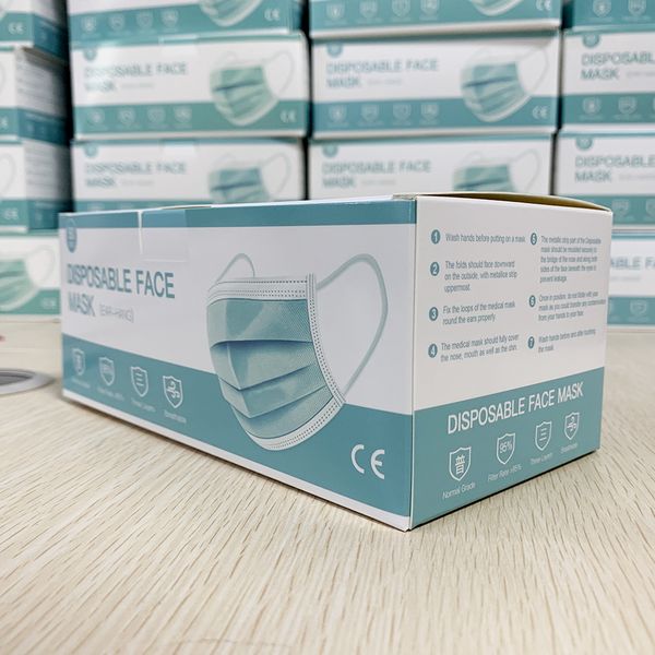 

in stock 50 pcs dust-proof masks with elastic earrings 3 layers disposable anti-dust mouth protective face masks dhl ship