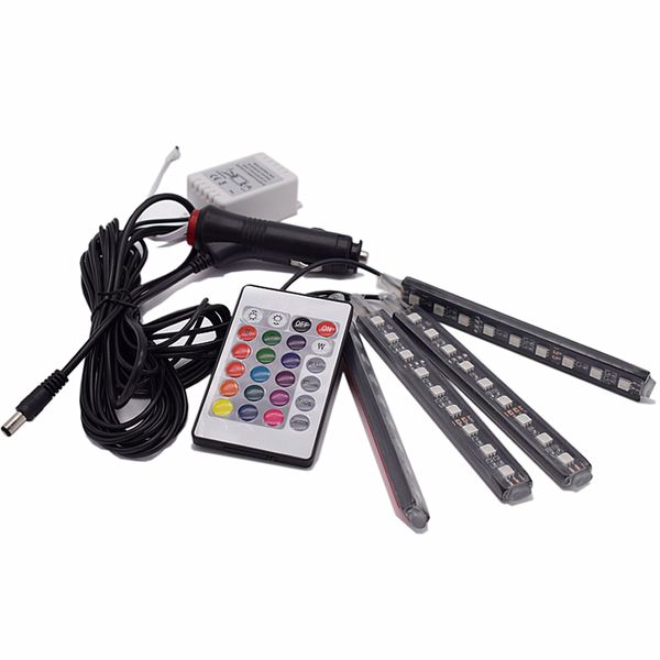 

атмосфера автомобиля свет 9led красочный торшер дистанционного управления светом бар dc12v