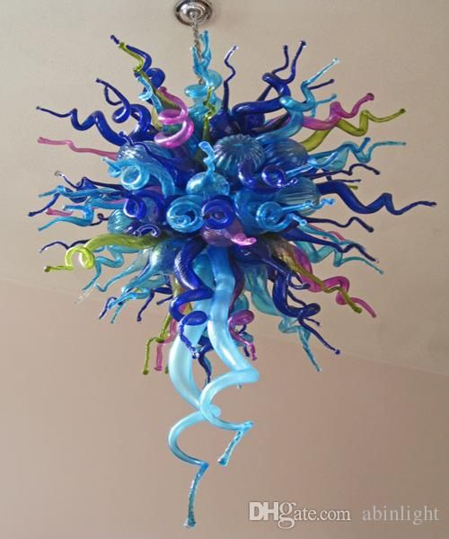 

hand blown glass chandelier light modern art glass lighting multicolor glass shade unique artistic lamps european style modern led lighting