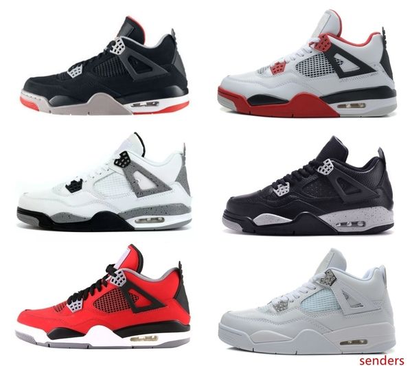 

4 bred fire red basketball shoes pure money motorsport oreo white cement military blue black cat thunder men women sneakers with
