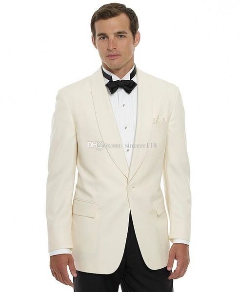 

fashionable ivory groom tuxedos,handsome slim fit men wedding groomsmen business party prom suits (jacket+pants+tie) w:847, Black;gray