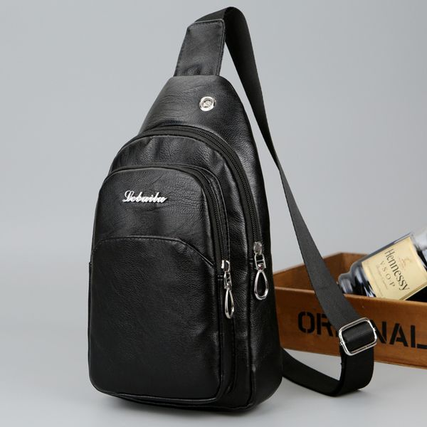 

2019 new style men's casual business pu soft chest bag fashion shoulder bag