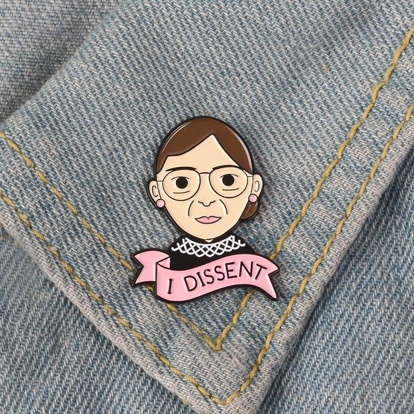 

ruth bader ginsburg enamel pin female justice badge brooch lapel pin denim shirt collar cartoon feminist jewelry gift for women, Gray