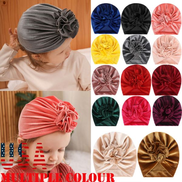 

solid new fashion kids baby girls toddler turban knotted headband hair band accessories flower velvet headwear, Slivery;white