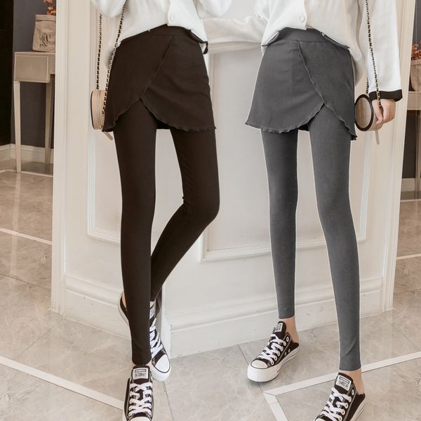 

новое прибытие дизайнерские женские леггинсы для осени и зимы марка две части роскошные повседневная мягкая юбка для женщин большой размер m, Black