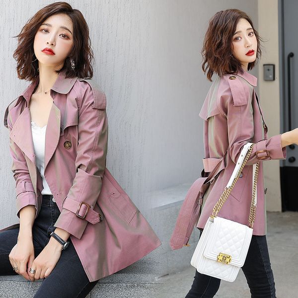 

babylovi 2019 windbreaker women short autumn suit-dress overcoat popular england wind little chap discoloration short loose coat, Tan;black