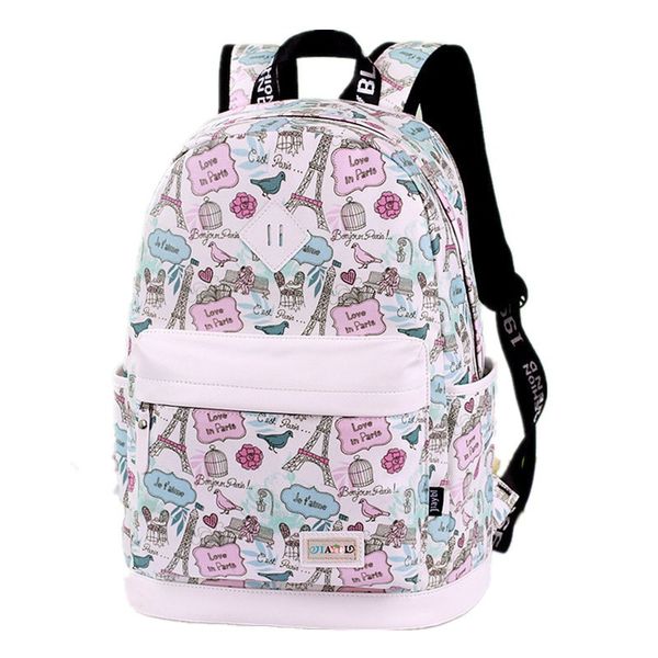 

new eiffel tower printing backpacks school bags backpack canvas schoolbags for teenage girls students bag female travel bagpack
