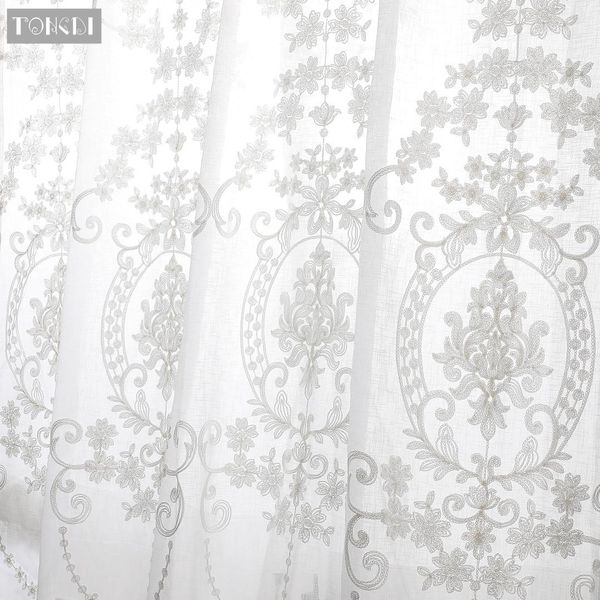 

tongdi home high grade foral european style embrodery sheer white tulle curtain for home l parlour living room bedroom