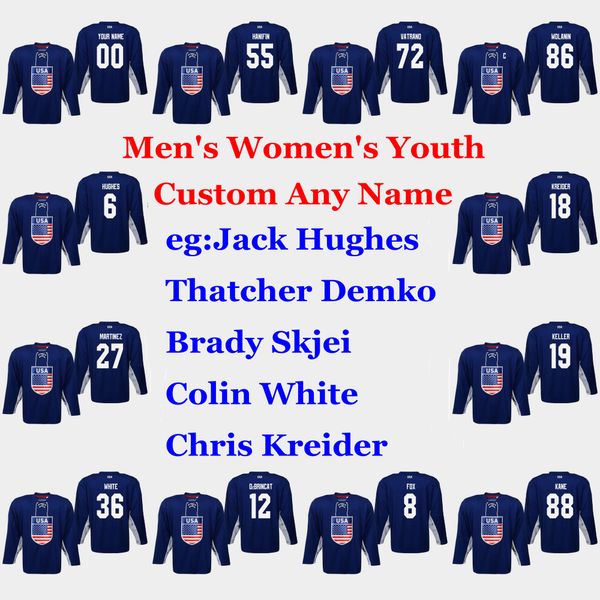 

2019 iihf world championship usa hockey jerseys jack eichel jersey christian wolanin chris kreider frank vatrano noah hanifin custom stitche, Black;red