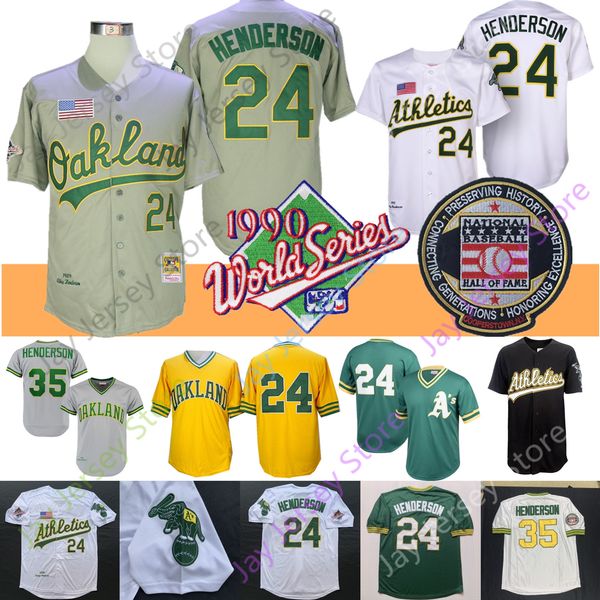 

rickey henderson jersey 24 35 coopers-town 1990 ws baseball 2009 hall of fame white cream pinstripe hemp-grey home away men size m-3xl, Blue;black