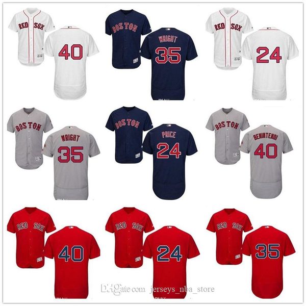 

custom men's women youth red sox jersey #24 david price 35 steven wright 40 andrew benintendi home blue red baseball jerseys, Blue;black