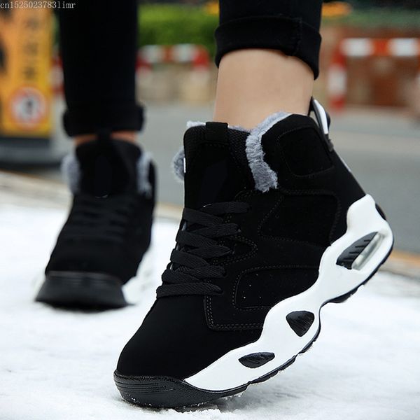 

snow boots 2018 new arrival men boots couple men's winter shoes warm mens fur high ankle sneakers work shoes men botas, Black