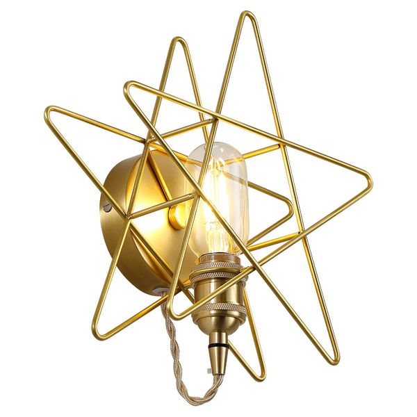 

vintage american e27 cage wall lamp gold iron wall lights bedroom bar counter sconce lamp retro industrial light led w