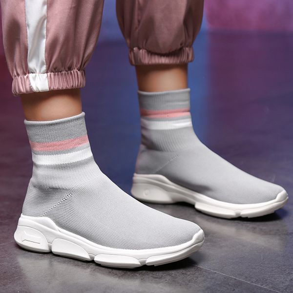 

high women sock sneakers stretch fabric woman zapatillas running mujer sports shoes for female trainers knitting slip-on new
