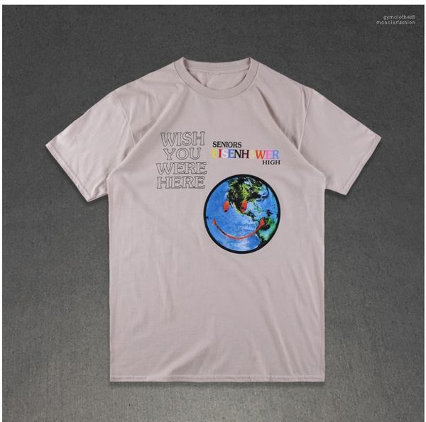 

ride wish you were here tees short sleeved hiphop travis scott smile world tshirts men women white 2019 enjoy the, White;black