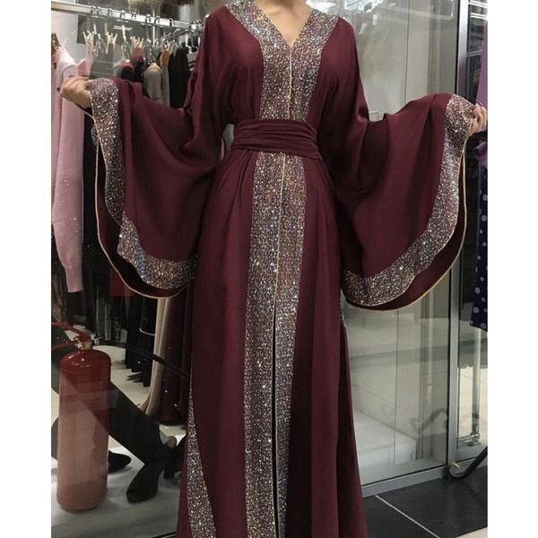 

luxurious femme kimono kaftan handstudded robe dubai islam muslim hijab dress abayas caftan marocain qatar oman turkey clothing, Red