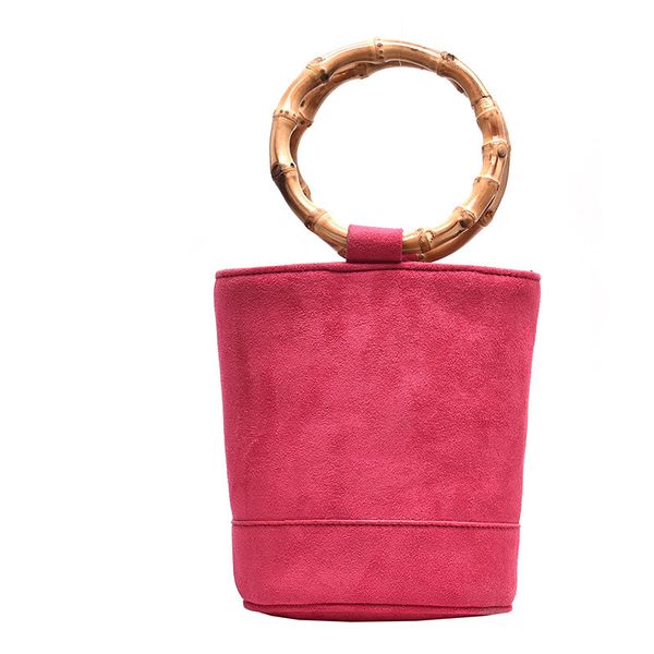 

fashion mini bucket women handbag pu leather totes women crossbody bag bamboo ring handles women handbag female small bag