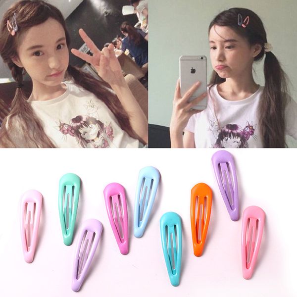 

1 pc girls cute candy colors waterdrop hairpins children headband sweet hair clips barrettes kids fashion hair accessories