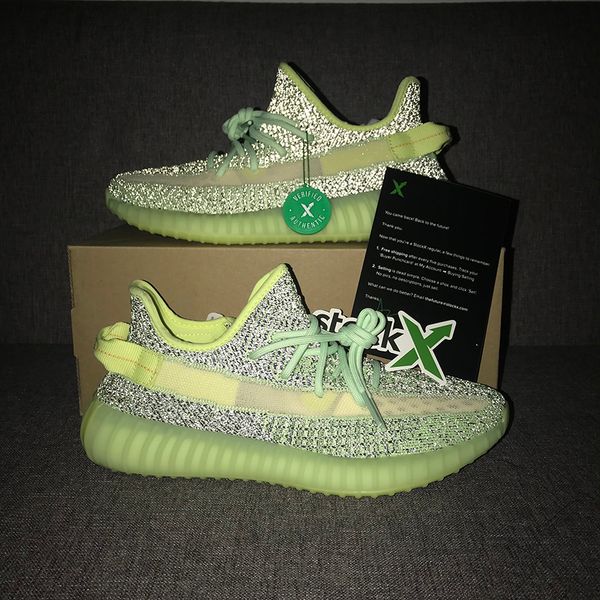 

kayne west men sneakers ye v2 shoes new yecheil cloud white green glow clay triple black static reflective running shoes size eur 36-48 v2