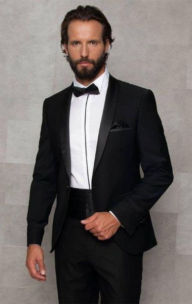 

black wedding tuxedos slim fit suits for men groomsmen suit two pieces prom formal suits (jacket+pants+tie) 203, Black;gray