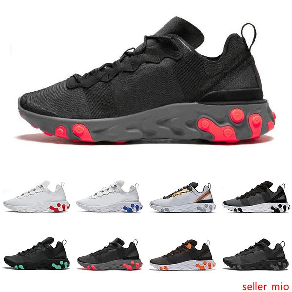 

new react element 55 running shoes for men women triple black white university red metallic gold fashion mens trainers sports sneakers