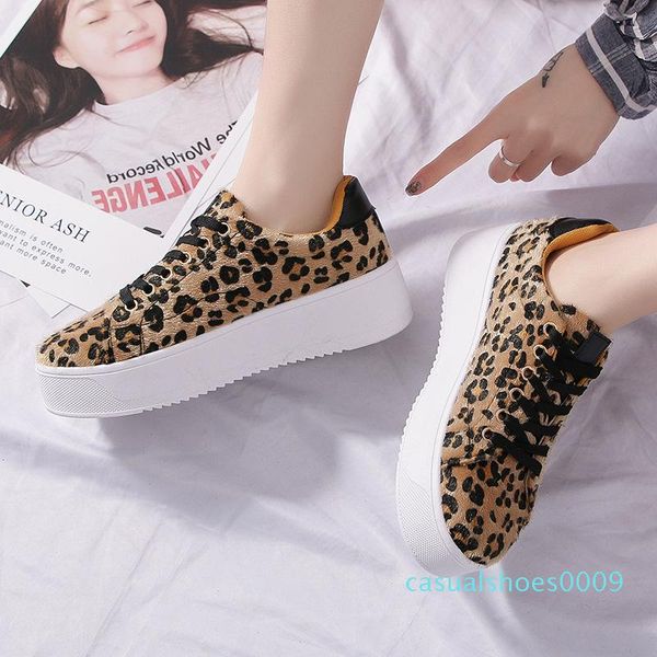 

2019 моды обуви leopard печати женская обувь платформы узелок дышащие durable ladies девушки любовь ежедневно повседневный совет обуви на пл, Black