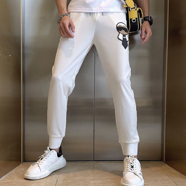 

2020 personality embroidery ice silk 9 points pants men's sports casual pants men's summer thin section large size loose pants tide