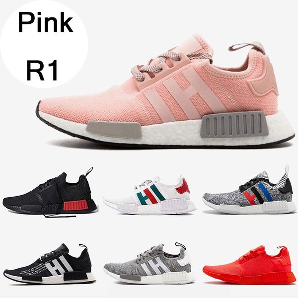 

nmd r1 runner atmos bred running shoes thunder primeknit tri-color og classic men women japan triple black red marble nmds sports sneakers, White;red