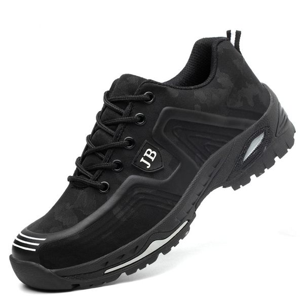 

steel toecap shoes men and women safety boots outdoor fashion men shoes smash-proof puncture-proof workers sneakers plus size 48, Black