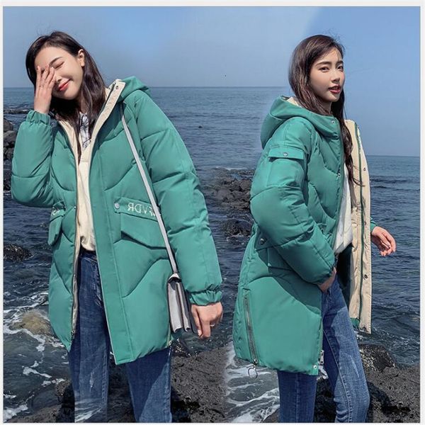 

new hooded women's coats winter overview bread coat women's clothing design wind -tight parka 193's, Black