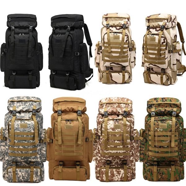 

80l arrmy style waterproof climbing hiking military tactical backpack bag camping mountaineering outdoor sport molle 3p bag t191021 #52488