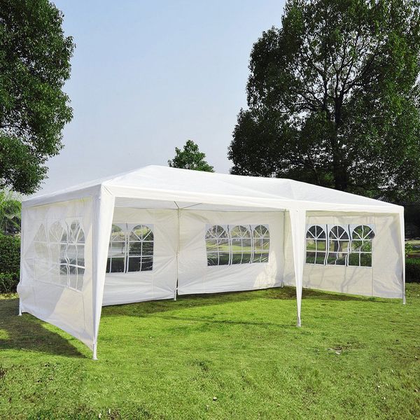 

10'x20' white outdoor gazebo canopy wedding party tent 4 removable walls upgrade